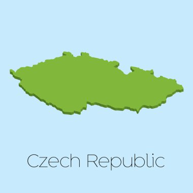 3D harita üzerinde mavi su arka planını Czechrepublic