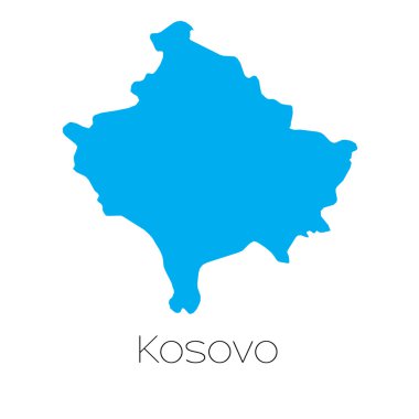 Kosova'nın ülke adı ile mavi şekli