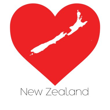 Yeni Zelanda illüstrasyon kalp şekli ile