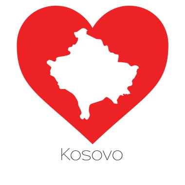 Kosova'nın illüstrasyon kalp şekli ile