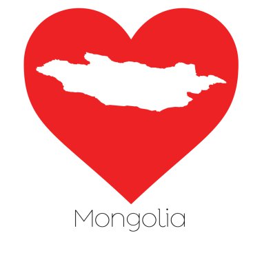 Moğolistan illüstrasyon kalp şekli ile