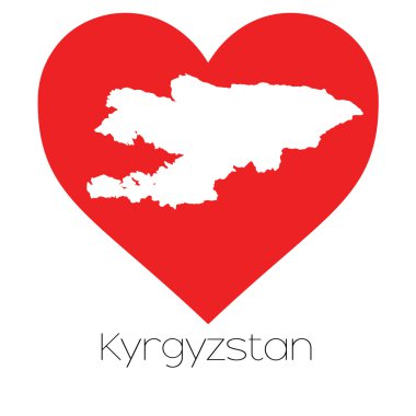 Kırgızistan illüstrasyon kalp şekli ile