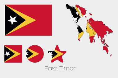 Birden çok şekil kümesiyle Doğu Timor bayrağı