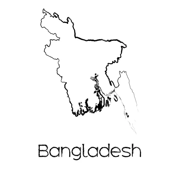 Gekritzelte Form des Landes von Bangladesh — Stockfoto