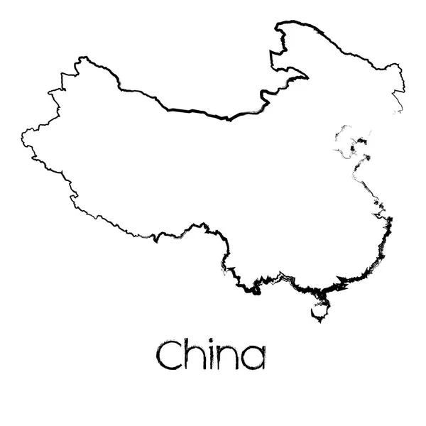 Scribbled Shape of the Country of China — Stock Photo, Image