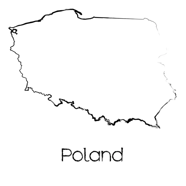 Nabazgrał kształt kraju Polska — Zdjęcie stockowe