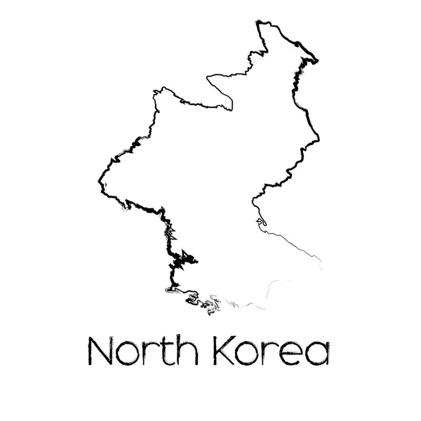 Forma garabateada del país de Corea del Norte — Foto de Stock