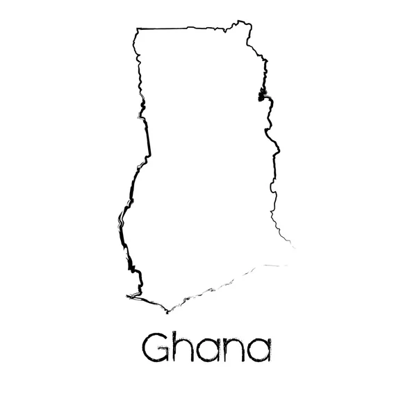 Gana ülkenin karalanmış şekli — Stok fotoğraf