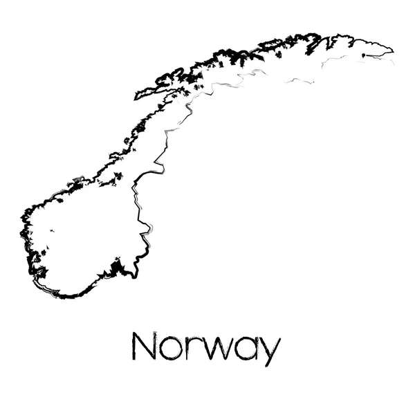 Scribbled shape of the Country of Norway — стоковое фото