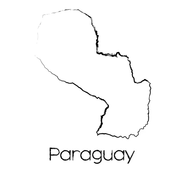 Forma scarabocchiata del Paese del Paraguay — Foto Stock