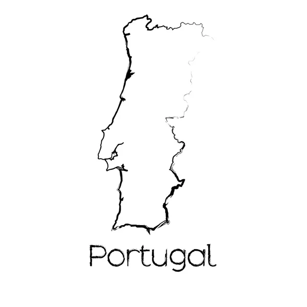 Scribbled vorm van het land van Portugal — Stockfoto