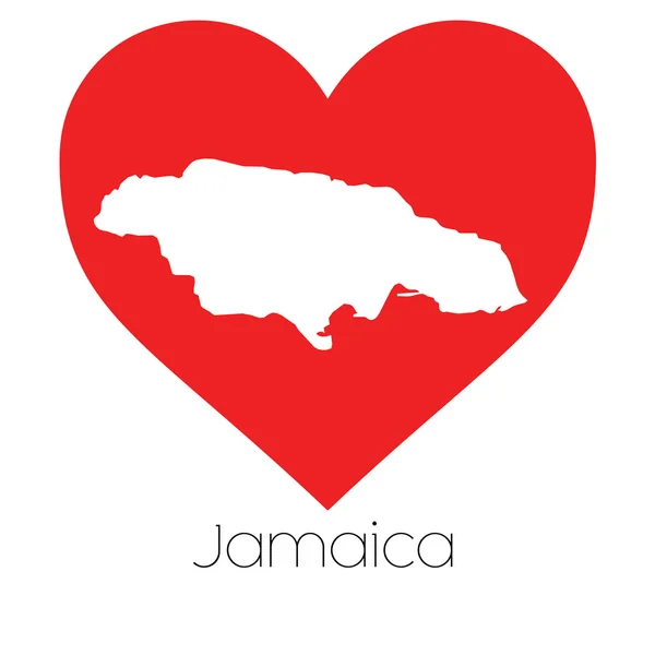 Heart illustration with the shape of Jamaica — Stock Photo, Image