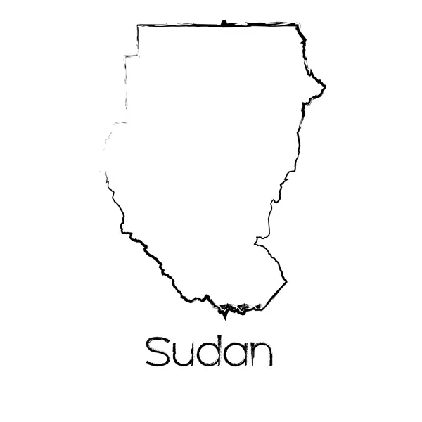 Forma rabiscada do país do Sudão — Fotografia de Stock