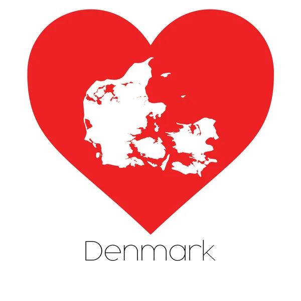 Ilustrace srdce s tvarem Dánska — Stock fotografie