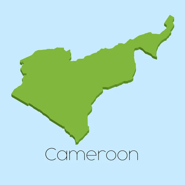 3D-kaart op blauw water achtergrond van Kameroen — Stockfoto