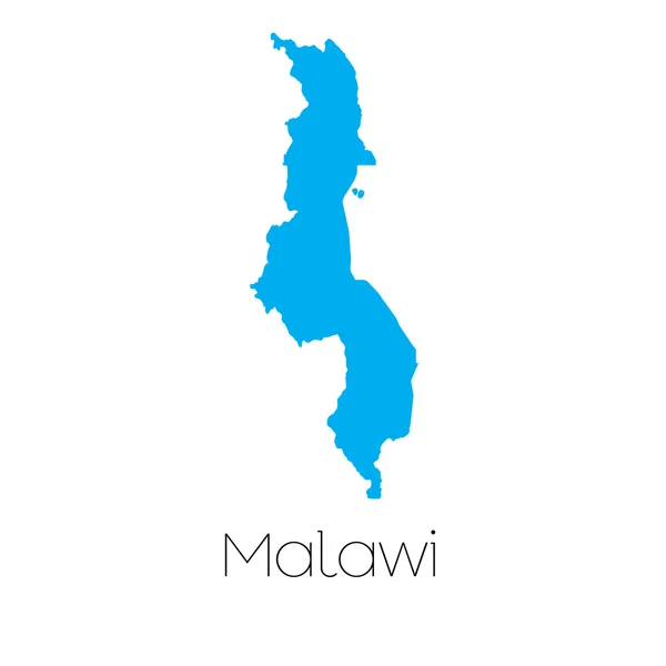 Forma azul com nome do país do Malawi — Fotografia de Stock