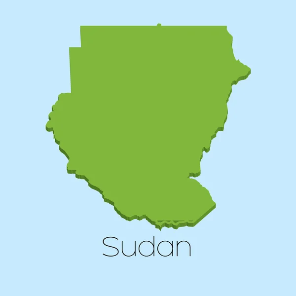 3D-Karte auf blauem Wasserhintergrund von Sudan — Stockfoto