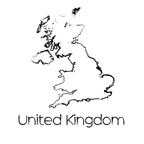 Scribbled Shape of the Country of United Kingdom — Stock Photo, Image