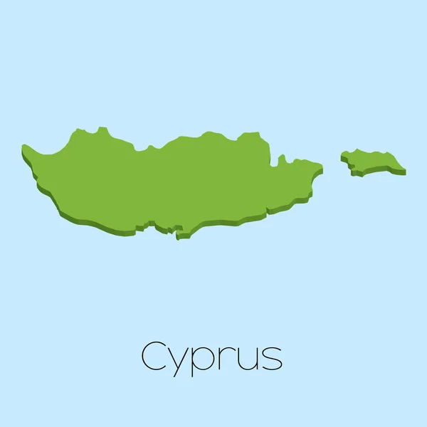 蓝色的水背景的塞浦路斯的 3d 地图 — 图库照片