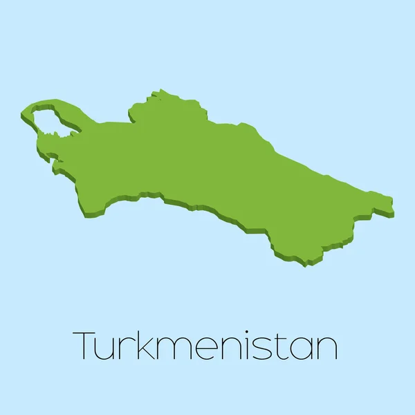 Carte 3D sur fond bleu du Turkménistan — Photo