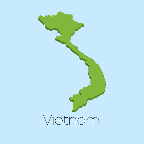 Mapa 3D sobre fondo de agua azul de Vietnam — Foto de Stock