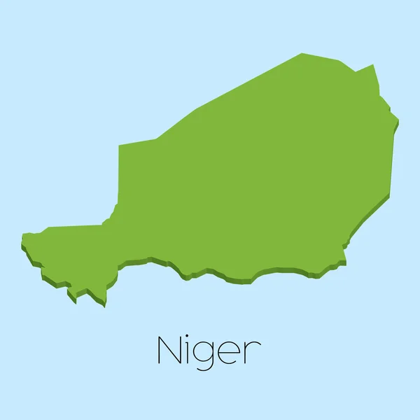 3D-Karte auf blauem Wasserhintergrund von niger — Stockfoto