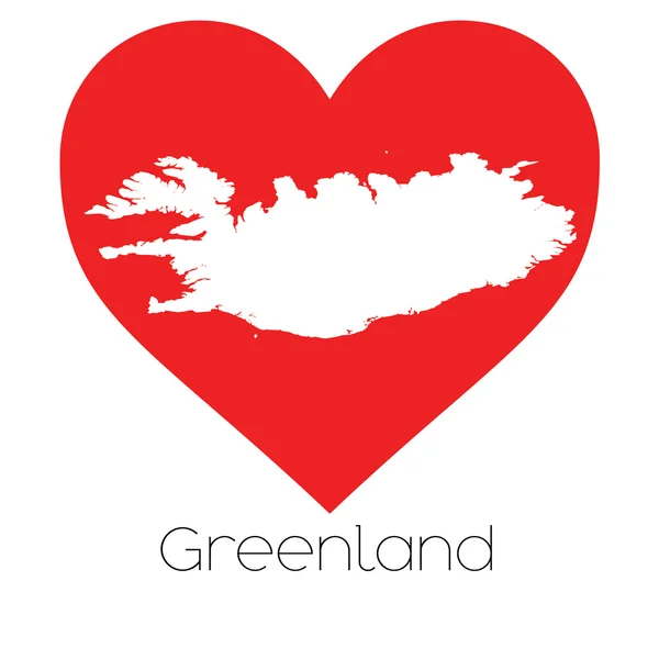 Иллюстрация сердца с формой Гренландии — стоковое фото