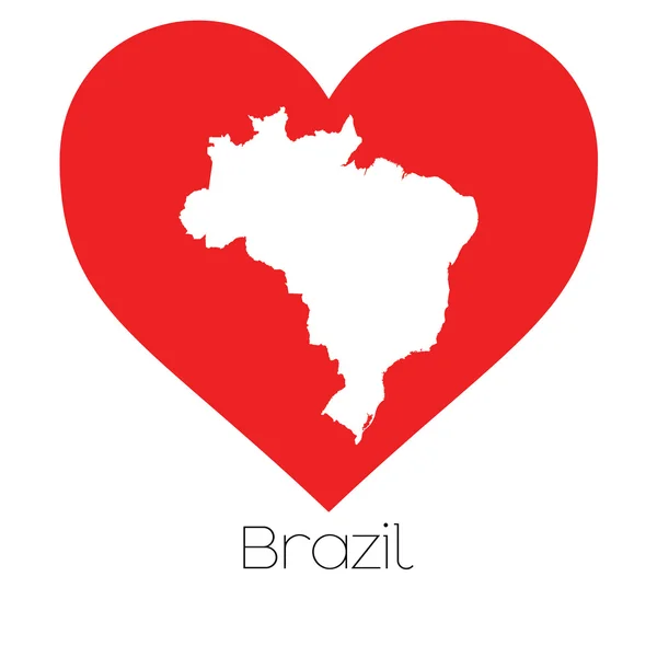 Ilustração do coração com a forma do Brasil — Fotografia de Stock