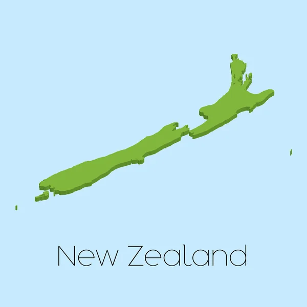 Mapa 3D sobre fondo de agua azul de Nueva Zelanda — Foto de Stock