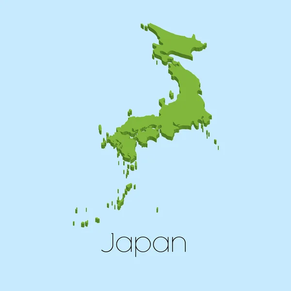 3D χάρτη σε φόντο μπλε του νερού της Ιαπωνίας — Φωτογραφία Αρχείου