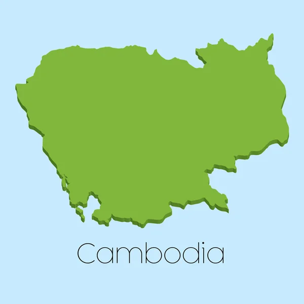 Mapa 3D sobre fondo de agua azul de Camboya — Foto de Stock
