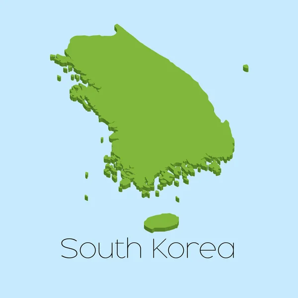Carte 3D sur fond bleu de la Corée du Sud — Photo