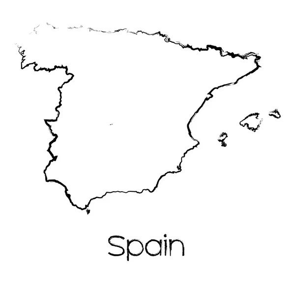 Scribbled shape of the Country of Spain — стоковое фото