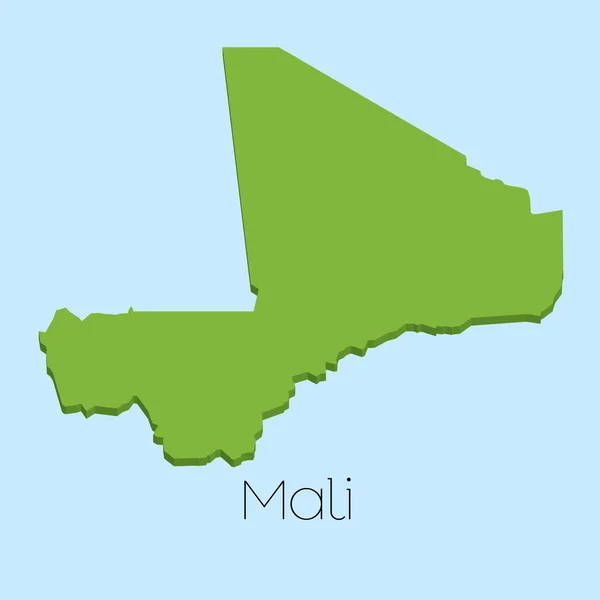 Mapa 3D sobre fondo de agua azul de Malí — Foto de Stock