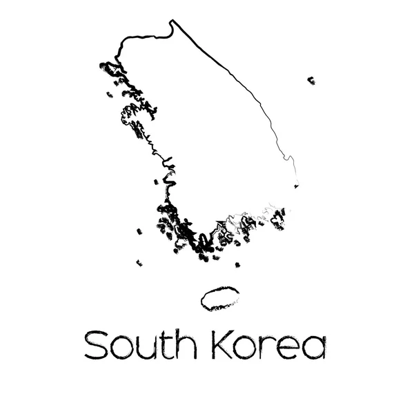 Scribbled Shape of the Country of South Korea — Stock Photo, Image