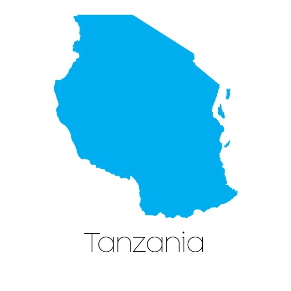 Blå form med namnet på landet Tanzania — Stockfoto