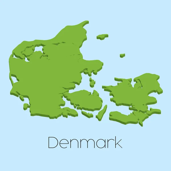 3D map on blue water background of Denmark — Stock Photo, Image