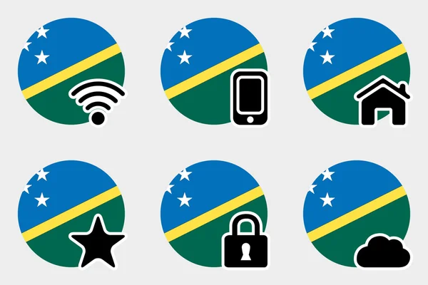Web Ikonuppsättning med flaggan i Salomonöarna — Stockfoto