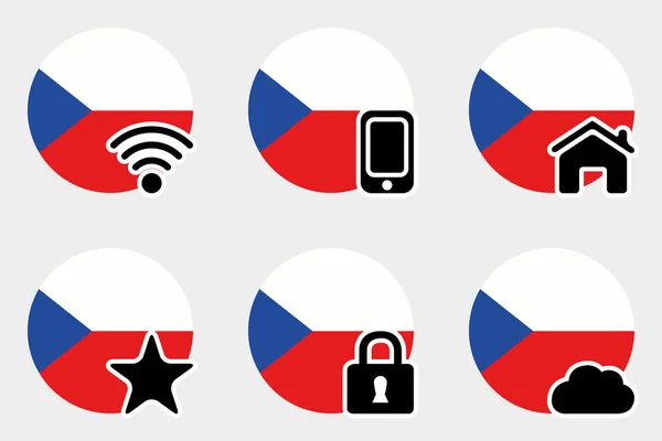 Web Ikonuppsättning med flaggan i Tjeckien — Stockfoto