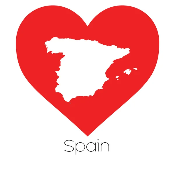 Καρδιά απεικόνιση με το σχήμα της Ισπανίας — Φωτογραφία Αρχείου