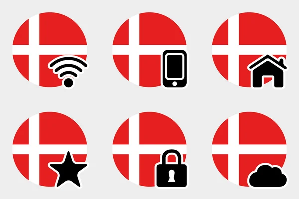 Danimarka bayrağı ile Web Icon Set — Stok fotoğraf