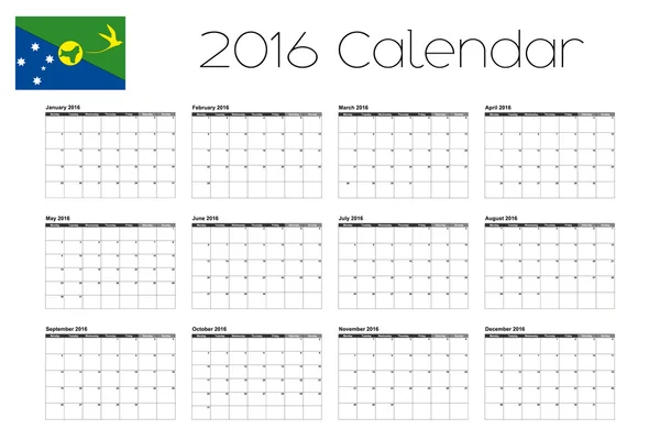 Calendário 2016 com a Bandeira da Ilha de Natal — Fotografia de Stock