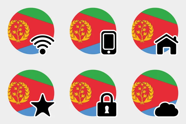 Web Icon Set z Flaga Erytrei — Zdjęcie stockowe