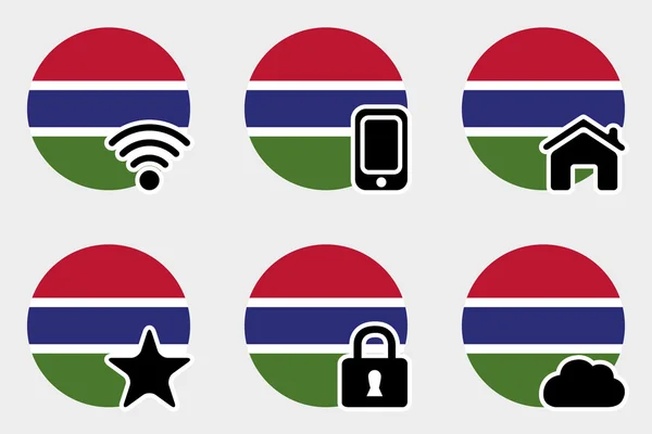 Web Ikonuppsättning med flaggan i Gambia — Stockfoto
