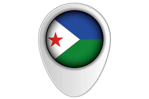 Carte 3D Pointeur Drapeau Illustration du pays de Djibouti — Photo