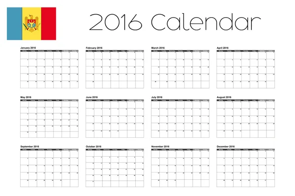 Kalender 2016 mit der Flagge der Republik Moldau — Stockfoto