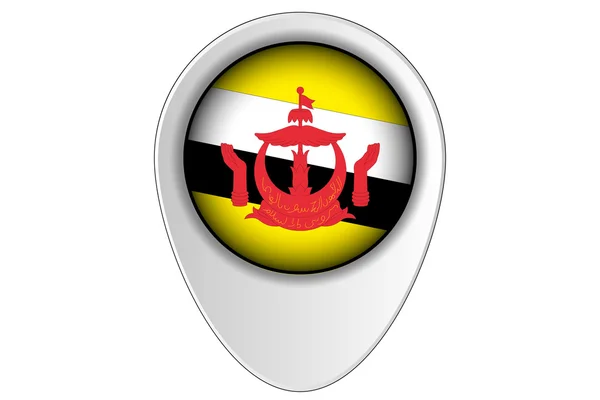 Mapa 3D Ponteiro Bandeira Ilustração do país de Brunei — Fotografia de Stock