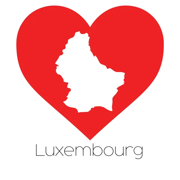 Ilustrace srdce s tvarem Lucemburska — Stock fotografie