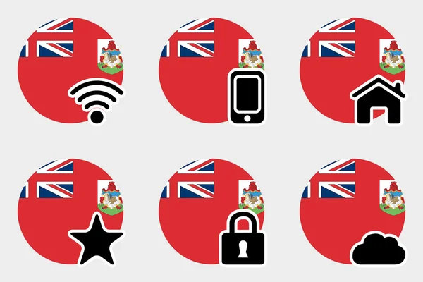 Web Icon Set with the Flag of Bermuda — Stock Photo, Image