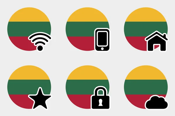 Web Icon Set z banderą Litwy — Zdjęcie stockowe